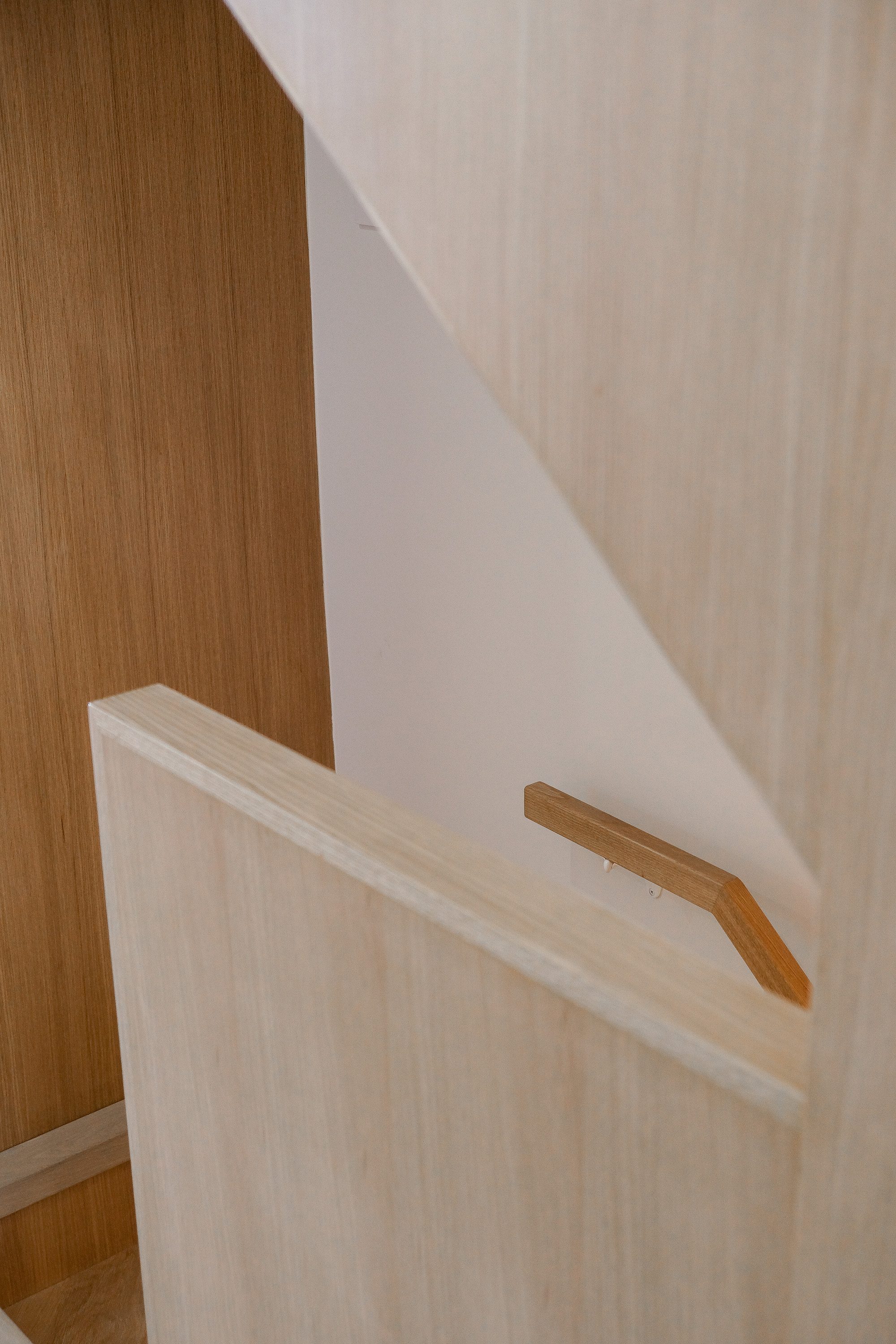 White oak staircase detail at Junction House, Toronto